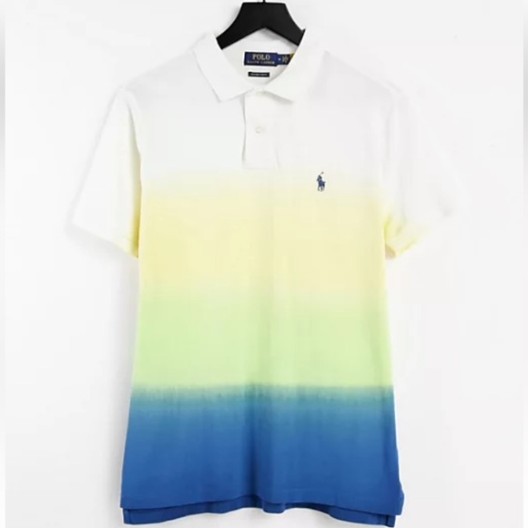 Polo Ralph Lauren Men's Custom Slim Fit Polo Shirt Bright Navy Dip Dye Multi - Picture 8 of 11